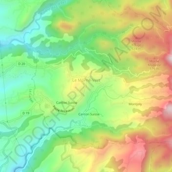 Le Morne-Vert topographic map, elevation, terrain