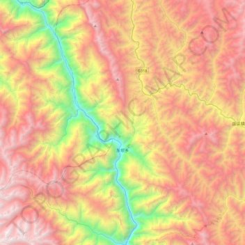 东坝乡 topographic map, elevation, terrain