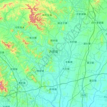 沂南县 topographic map, elevation, terrain