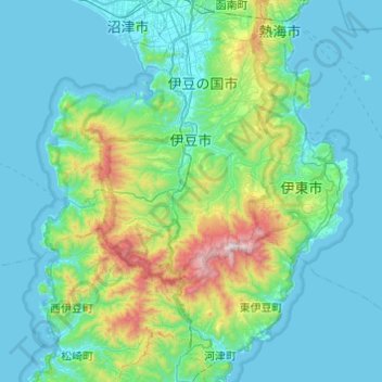Izu topographic map, elevation, terrain
