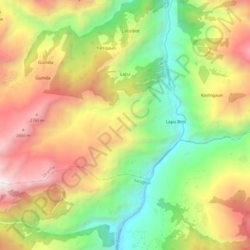 Lapu topographic map, elevation, terrain