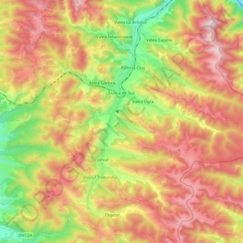 Lunca de Sus topographic map, elevation, terrain