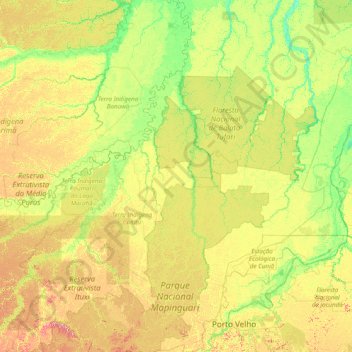 Canutama topographic map, elevation, terrain