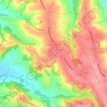 Saint-Castin topographic map, elevation, terrain