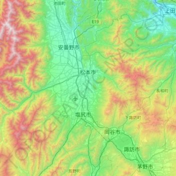 Matsumoto topographic map, elevation, terrain