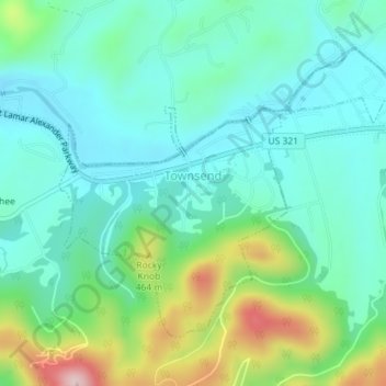 Townsend topographic map, elevation, terrain