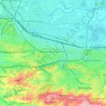 Dekanat Kraków-Prokocim topographic map, elevation, terrain