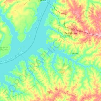 Rubinéia topographic map, elevation, terrain