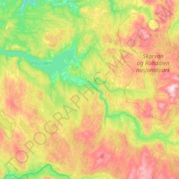 Trøndelag topographic map, elevation, terrain
