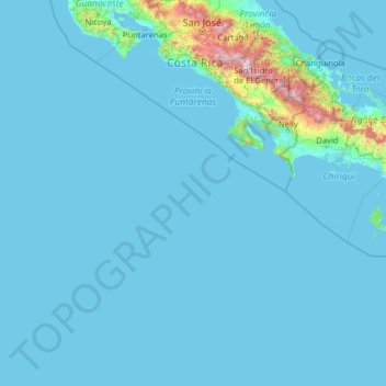 Puntarenas Province topographic map, elevation, terrain