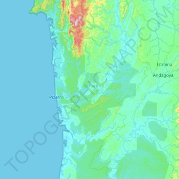 Bajo Baudó (Pizarro) topographic map, elevation, terrain