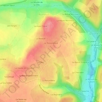 Autheuil topographic map, elevation, terrain