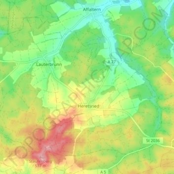 Heretsried topographic map, elevation, terrain