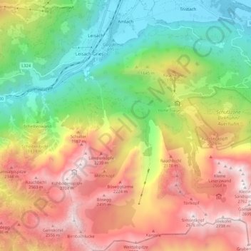 Amlach topographic map, elevation, terrain