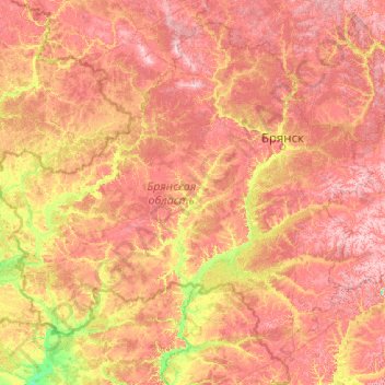 Брянская область topographic map, elevation, terrain
