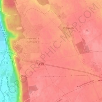 Perriers-la-Campagne topographic map, elevation, terrain