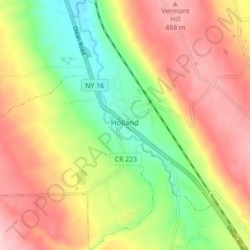 Holland topographic map, elevation, terrain
