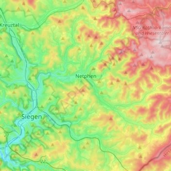Netphen topographic map, elevation, terrain