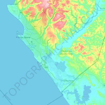 Pointe-Noire topographic map, elevation, terrain