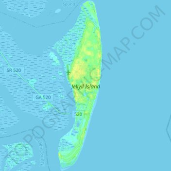Jekyll Island topographic map, elevation, terrain