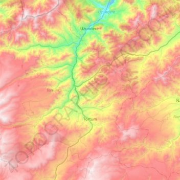 Tortum topographic map, elevation, terrain