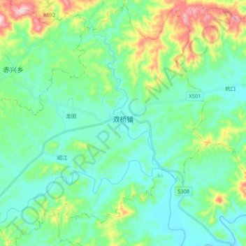Yichun City topographic map, elevation, terrain
