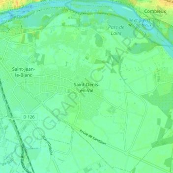 Saint-Denis-en-Val topographic map, elevation, terrain