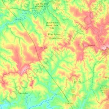 Elias Fausto topographic map, elevation, terrain