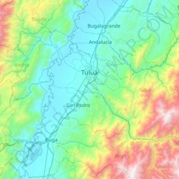 Tuluá topographic map, elevation, terrain