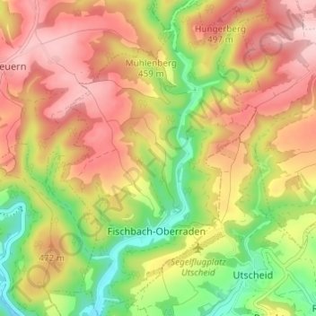Fischbach-Oberraden topographic map, elevation, terrain