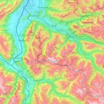 Rätikon topographic map, elevation, terrain