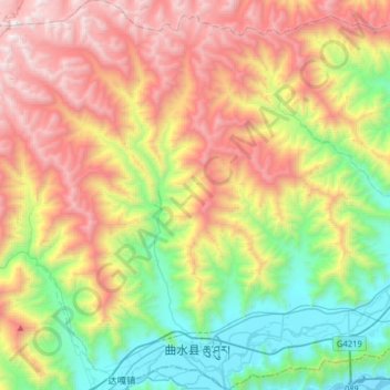 曲水镇 topographic map, elevation, terrain