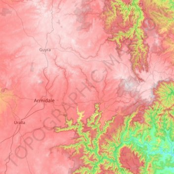 Armidale Regional Council topographic map, elevation, terrain
