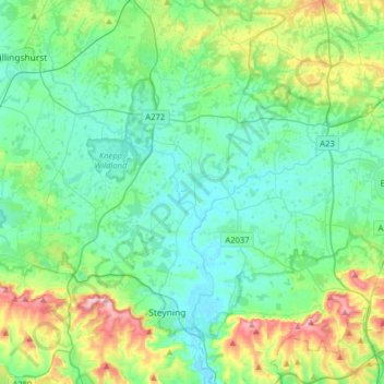 River Adur topographic map, elevation, terrain