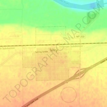 Terry topographic map, elevation, terrain