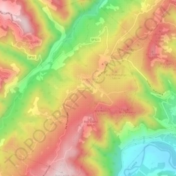 Cravanzana topographic map, elevation, terrain