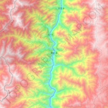 称杆乡 topographic map, elevation, terrain