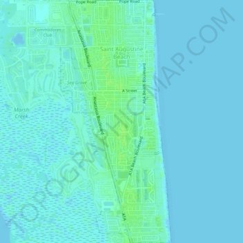 Saint Augustine Beach topographic map, elevation, terrain