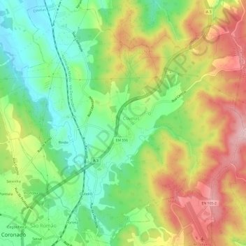 Covelas topographic map, elevation, terrain