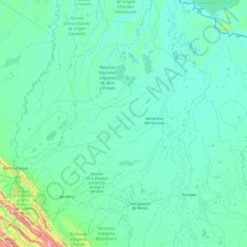 Yacuma topographic map, elevation, terrain
