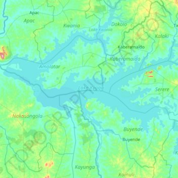 Lac Kyoga topographic map, elevation, terrain