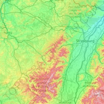 Vosges topographic map, elevation, terrain