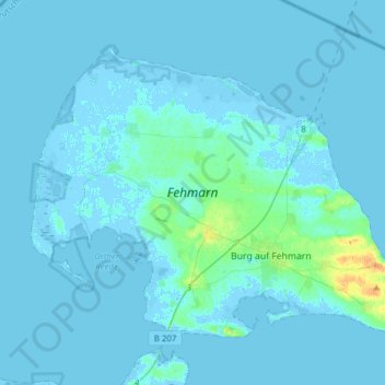 Fehmarn topographic map, elevation, terrain