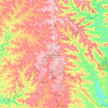 São Miguel do Oeste topographic map, elevation, terrain