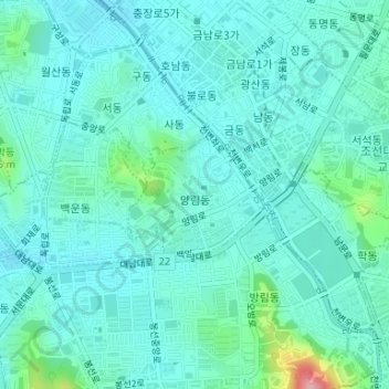 Yangnim-dong topographic map, elevation, terrain