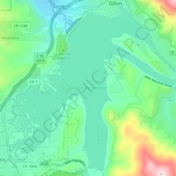 Dillon Reservoir topographic map, elevation, terrain