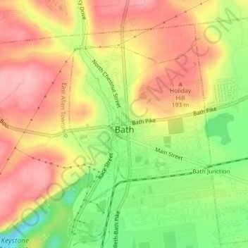 Bath topographic map, elevation, terrain