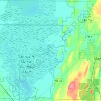 Kekoskee topographic map, elevation, terrain