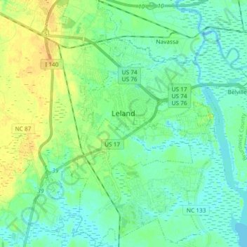 Leland topographic map, elevation, terrain