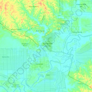 Kecamatan Pangkalan Kerinci topographic map, elevation, terrain